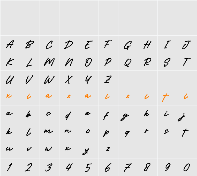 Brushstroke 字符映射表