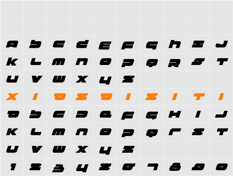 Delmoto Super-Italic 字符映射表