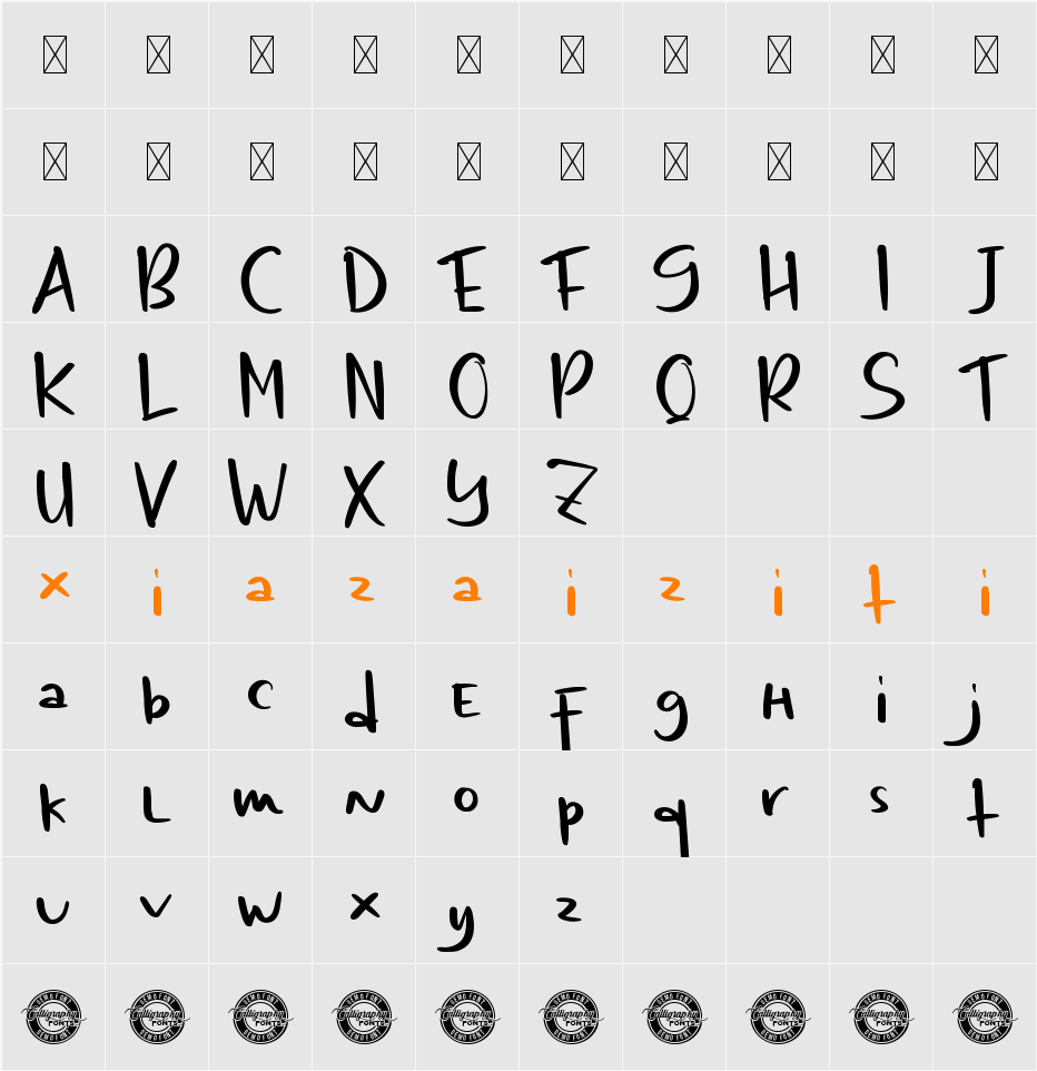 Come And Follow Demo 字符映射表