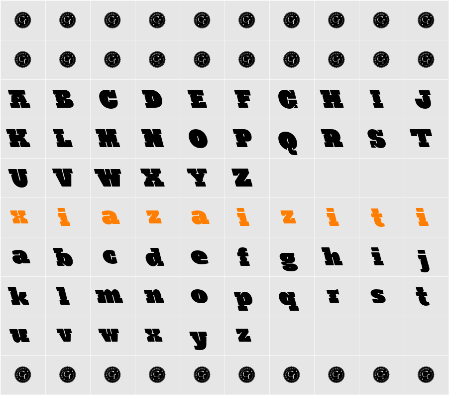 CF Andest Left 字符映射表