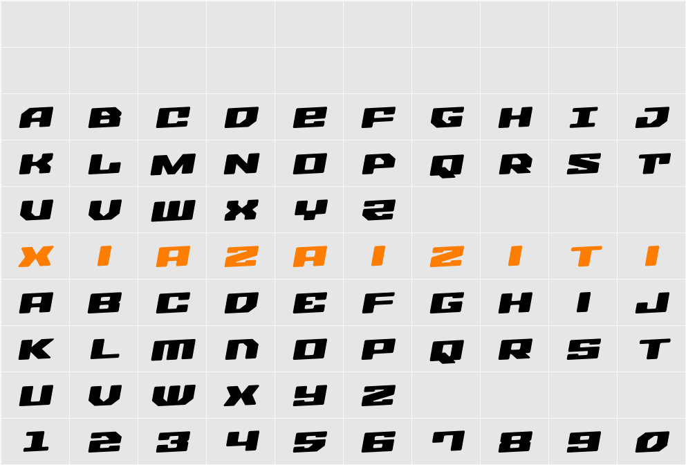Fawkes Rotalic 字符映射表