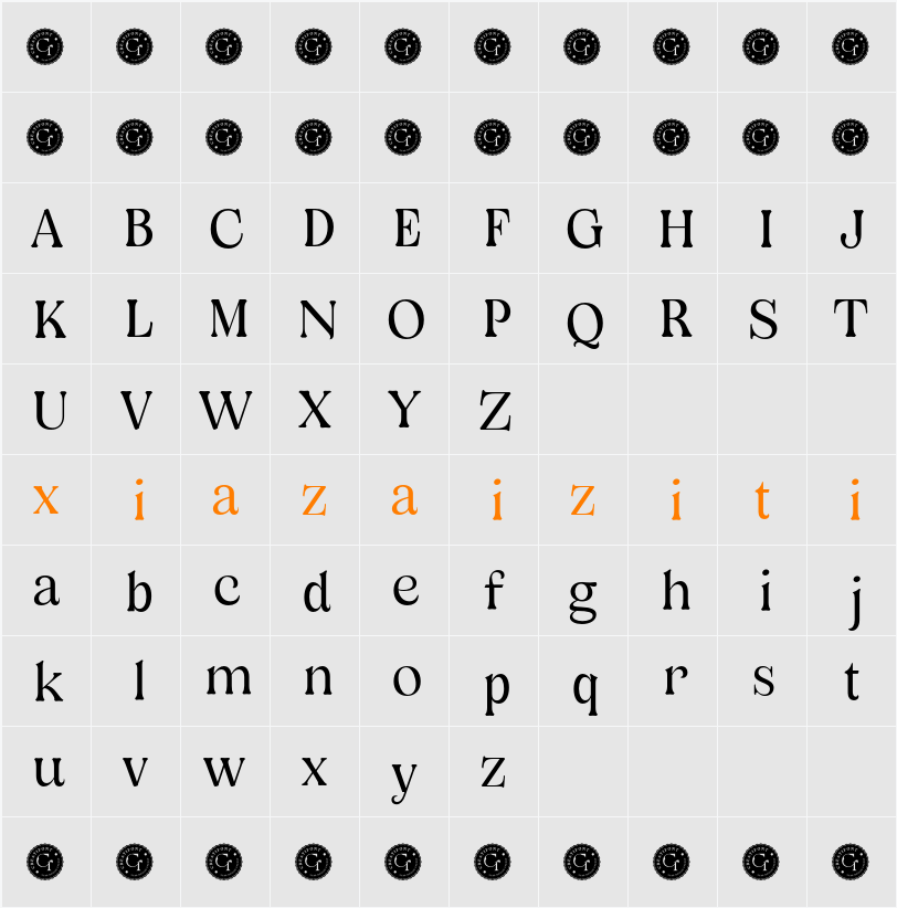 CF Oliviera Demo 字符映射表