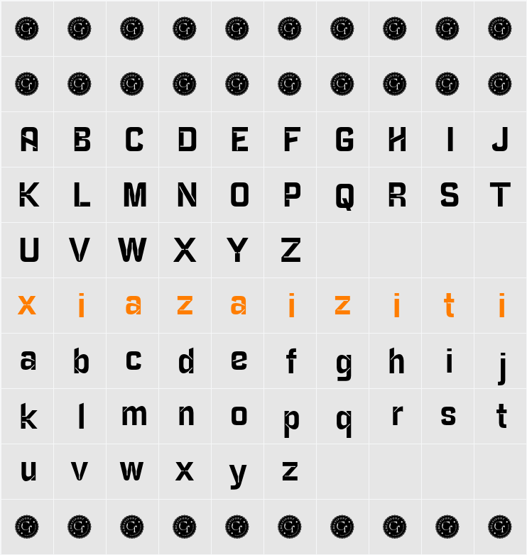 CF Notche Demo 字符映射表