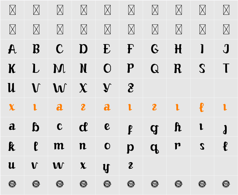 GeenishDemo 字符映射表