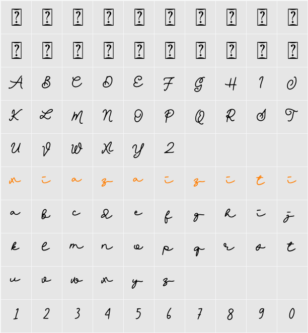 Cantiqu Monoline 字符映射表