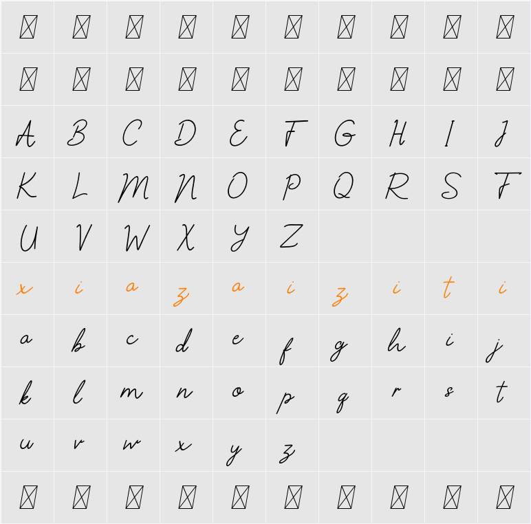 CF Racelyn Cetta DEMO 字符映射表