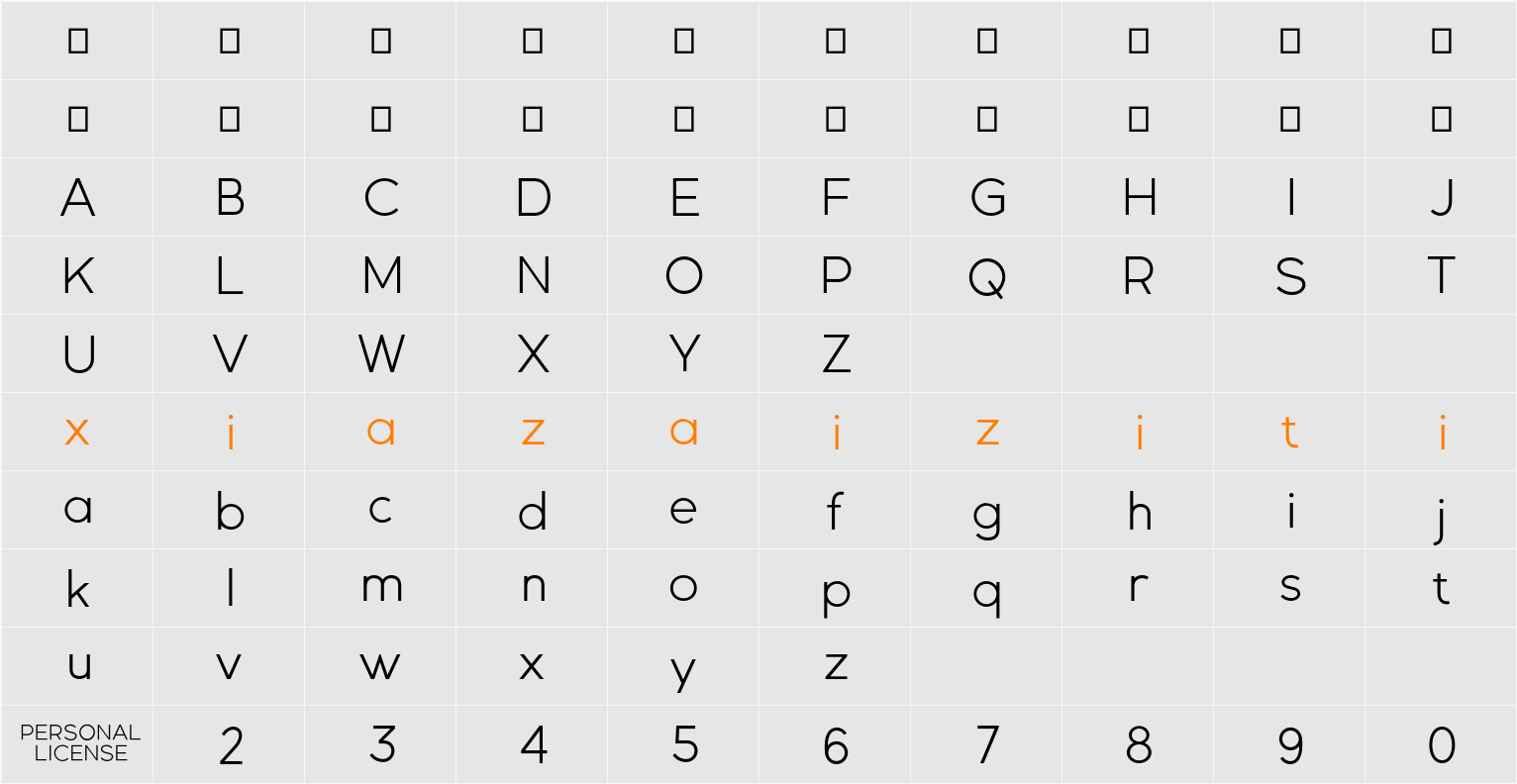 Gexo Sans Demo 字符映射表