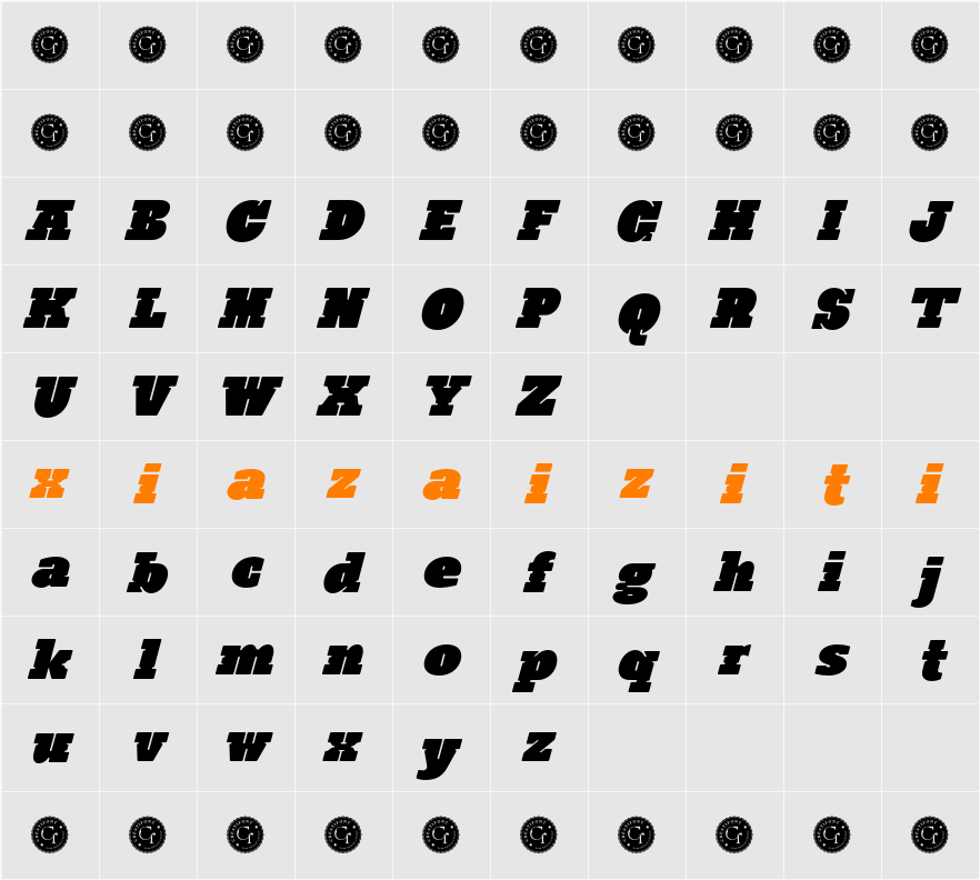 CF Andest Right 字符映射表