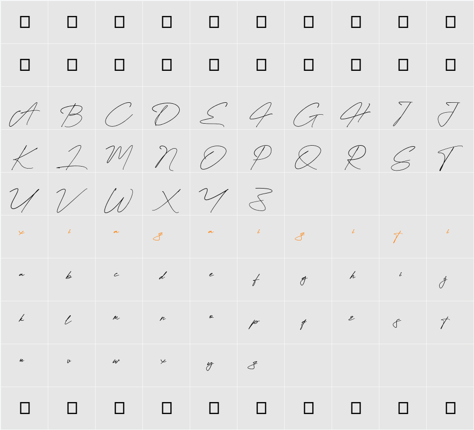 Dellany Signature Personal Use Only 字符映射表