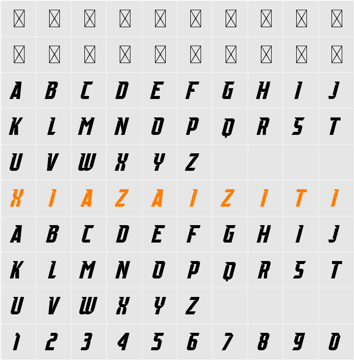 Flick SS 1 Demo 字符映射表