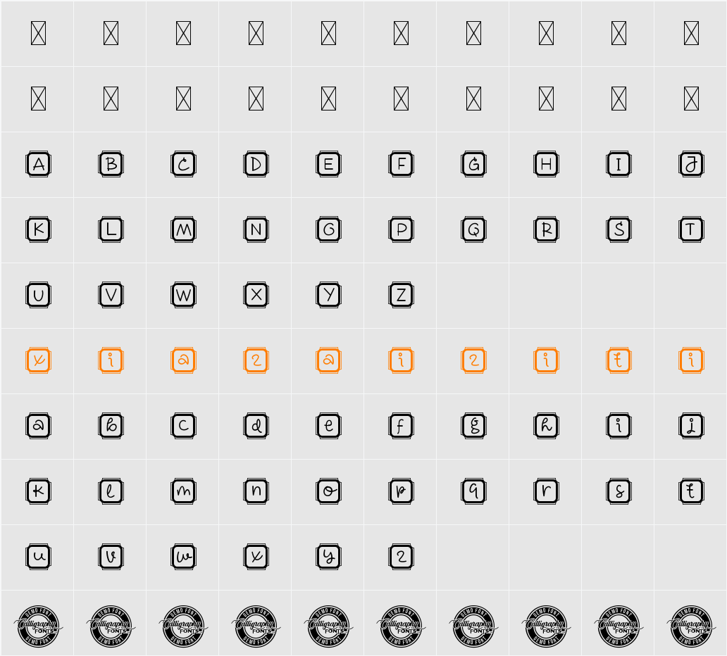Cute Keyboard Demo 字符映射表