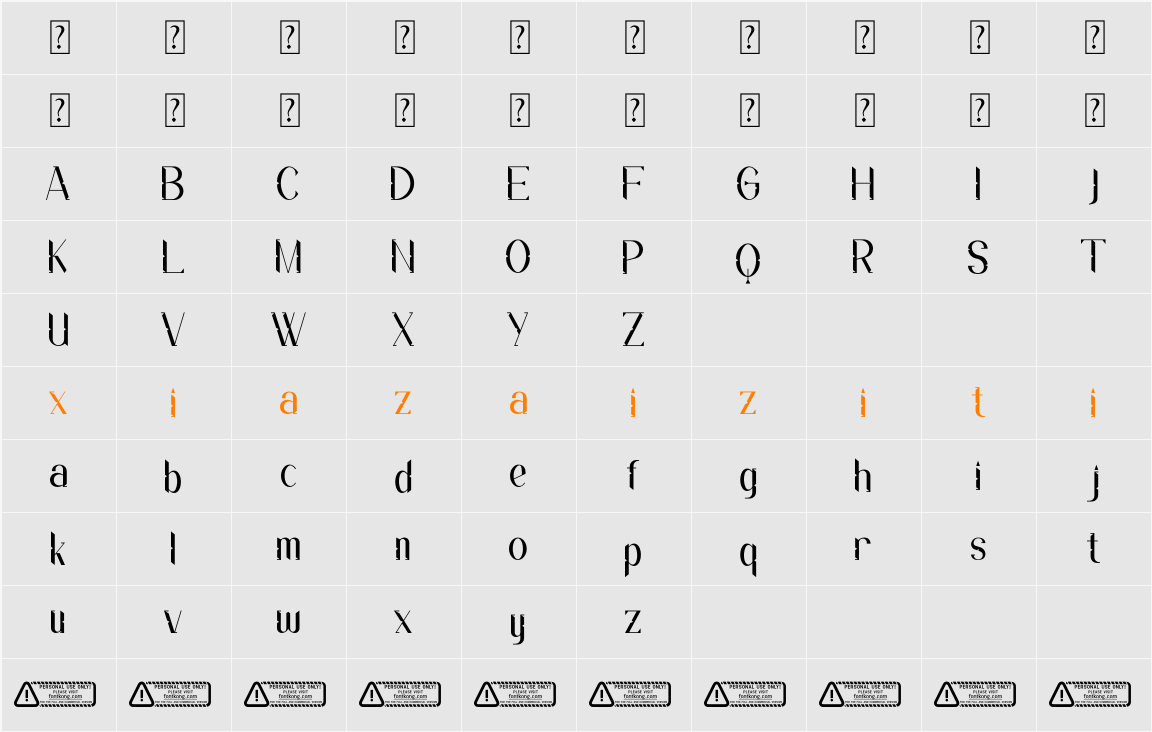 Flowzora PERSONAL USE ONLY! 字符映射表