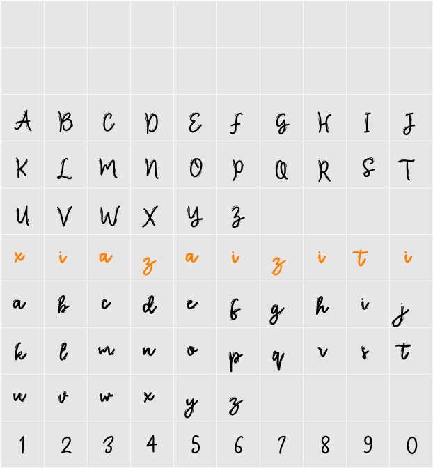 Cute Bee 字符映射表