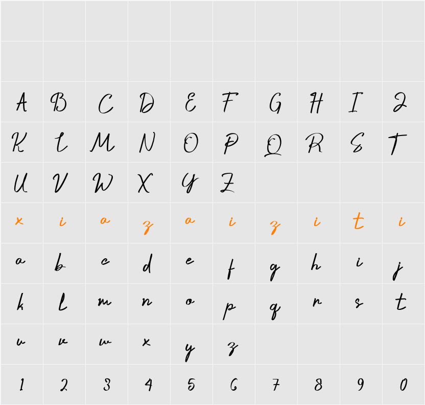Crustaceans Signature DEMO 字符映射表