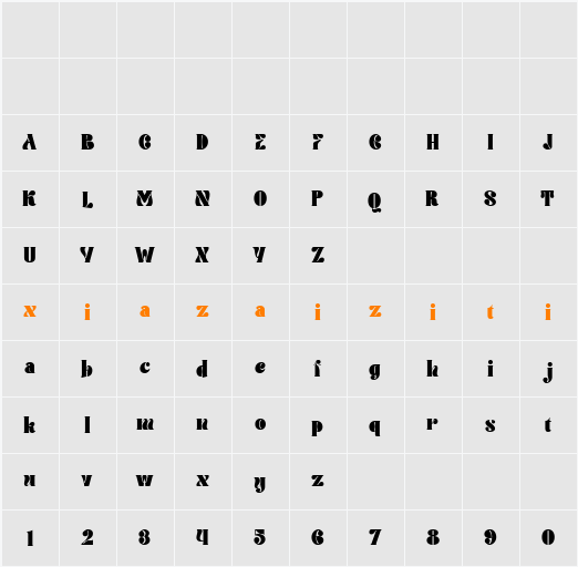 Broda 字符映射表