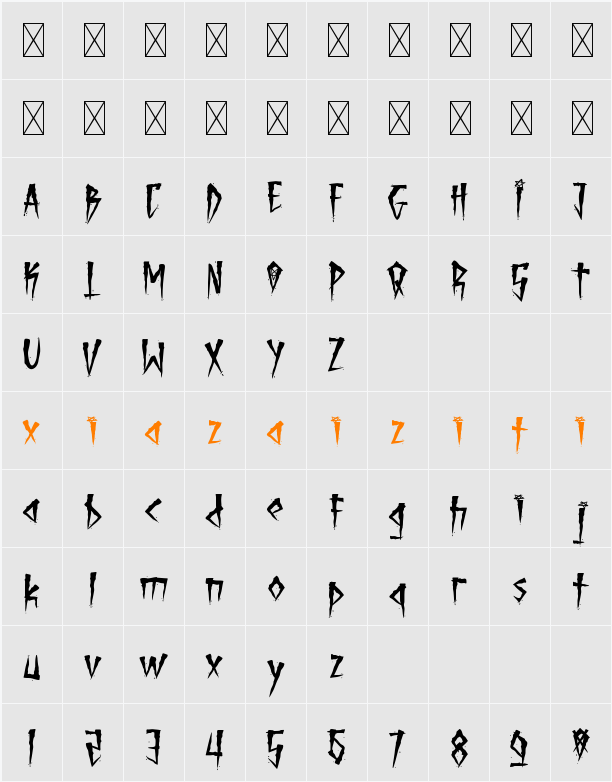 Brutal Brushstrokes 字符映射表