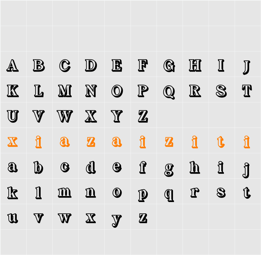 Felonia Extrude Right Demo 字符映射表