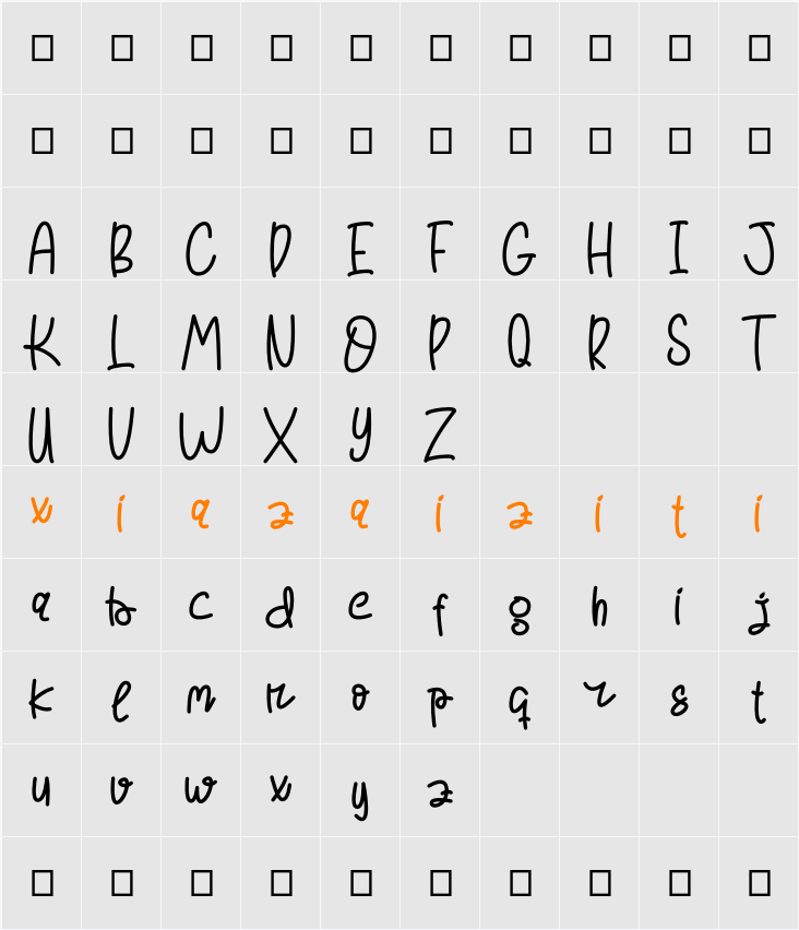 Castile Gogo Personal Use Only 字符映射表