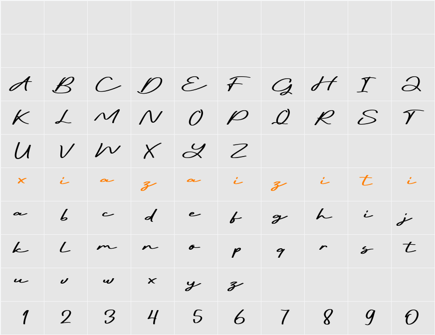 Gente Romantica 字符映射表