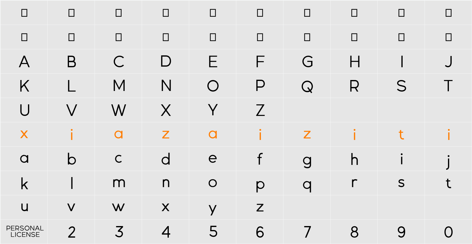 Gexo Sans Demo 字符映射表