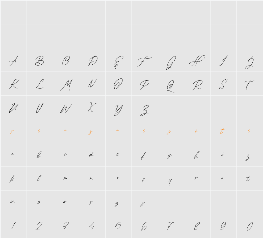 Demo Lovely Britney 字符映射表