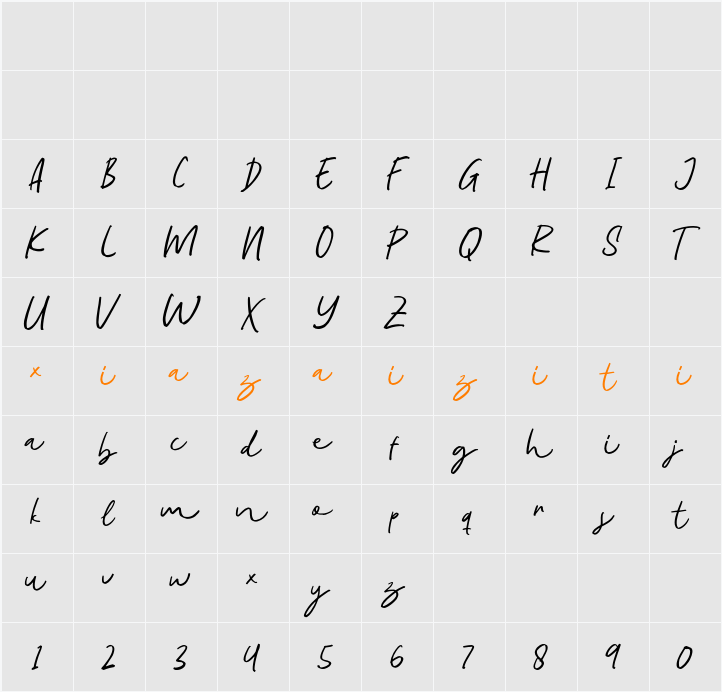 Demo Greenfield Script 字符映射表