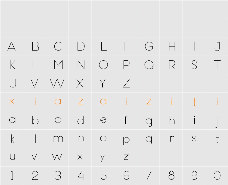 Erigo Thin 字符映射表