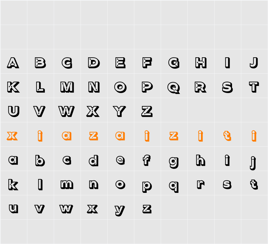 CS Garth 3D Demo rudeRight 字符映射表