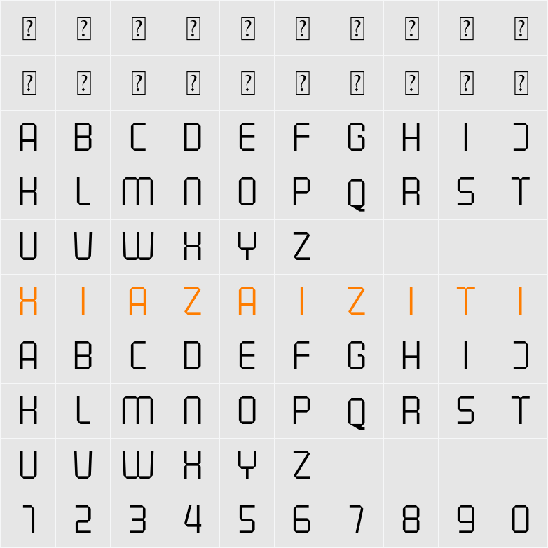 Georgia 1926 Thin 字符映射表