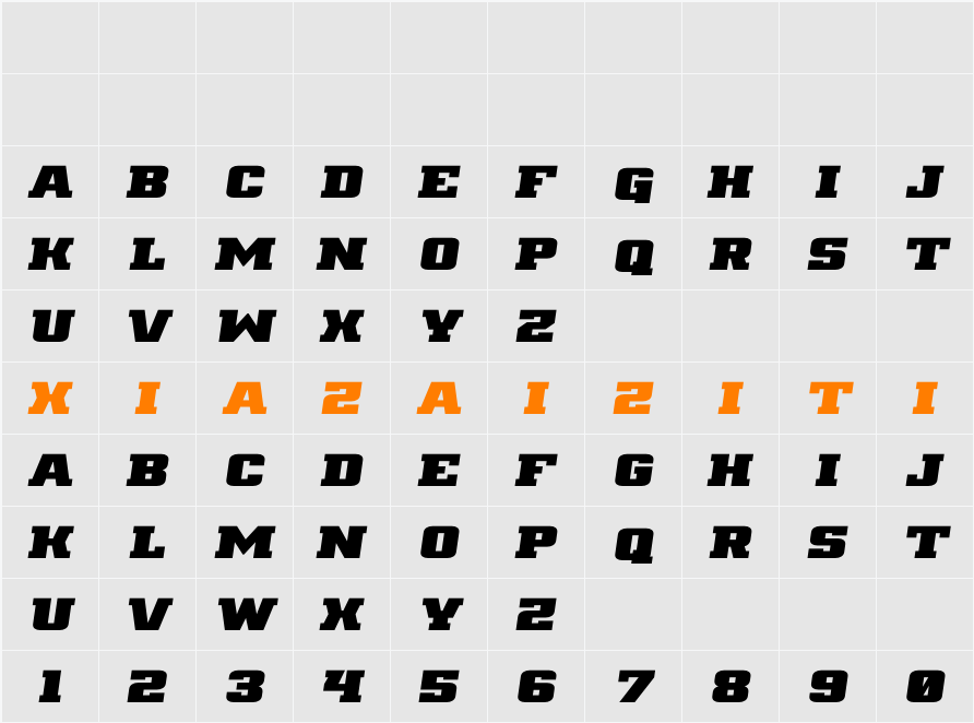 Drover Semi-Italic 字符映射表