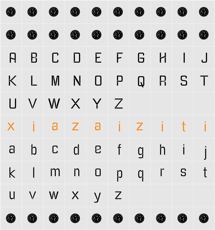 CF Notche Demo 字符映射表