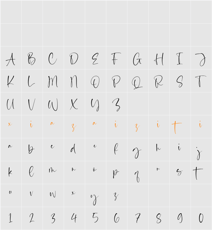 Calista Brighton 字符映射表