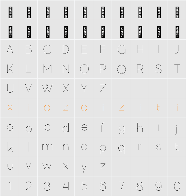 Gatte Modern Thin 字符映射表