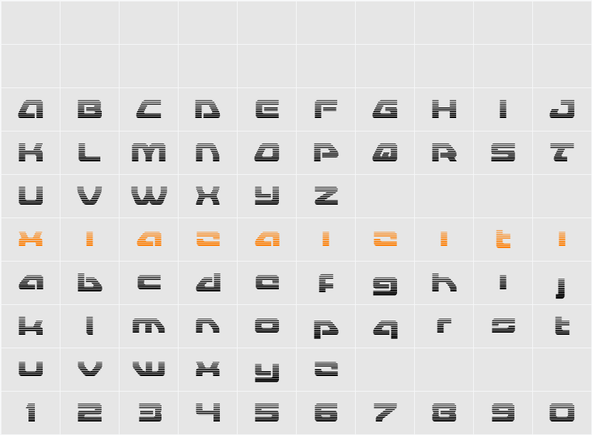Furian Gradient 字符映射表