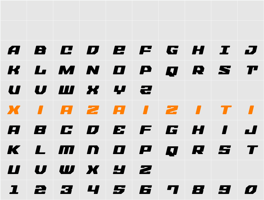 Fawkes Condensed Italic 字符映射表