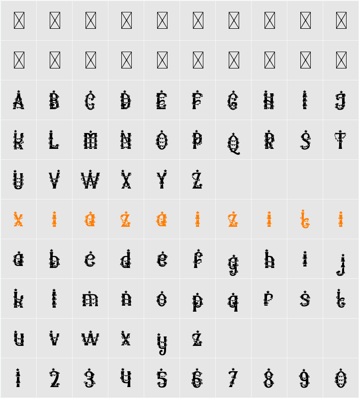 Christmas Chances Light 字符映射表