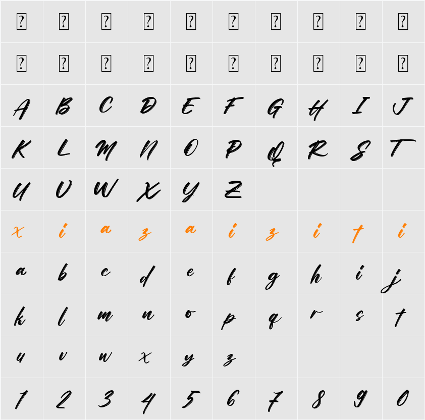 brownless 字符映射表