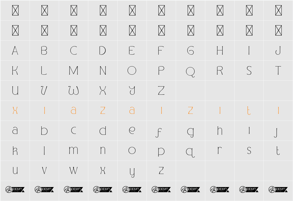 DamarDanWulanDemo 字符映射表
