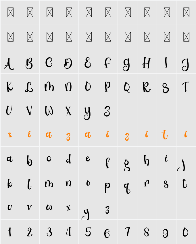 Brownies Glass 字符映射表