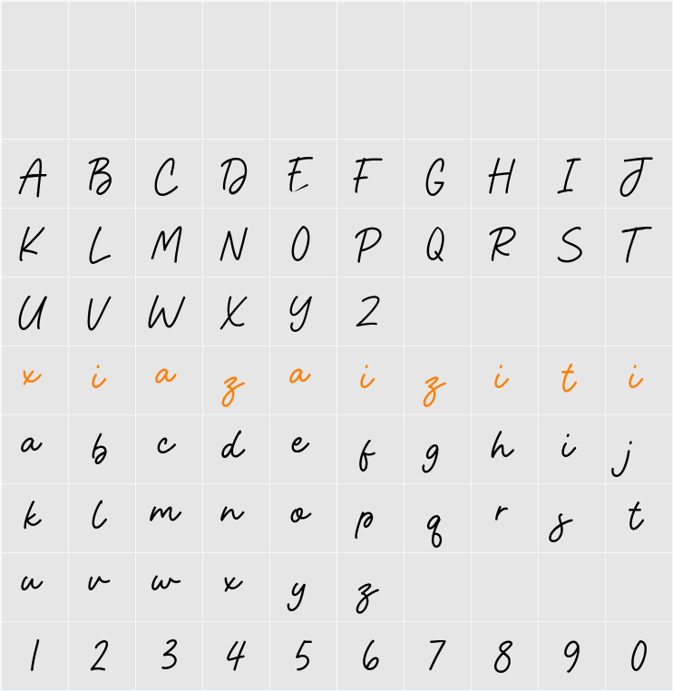 Fingerline 字符映射表