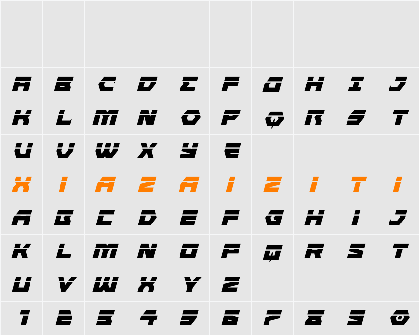 Cyberform Laser Italic 字符映射表