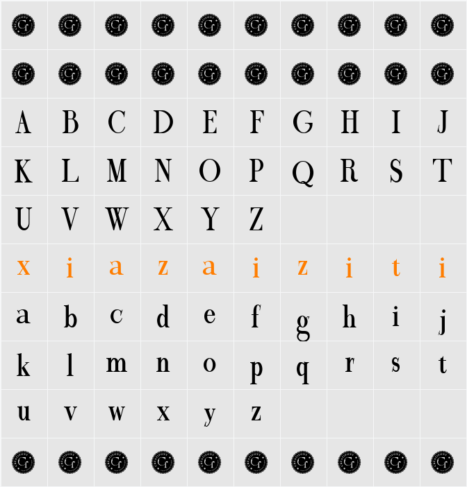 CF Margarita Demo 字符映射表