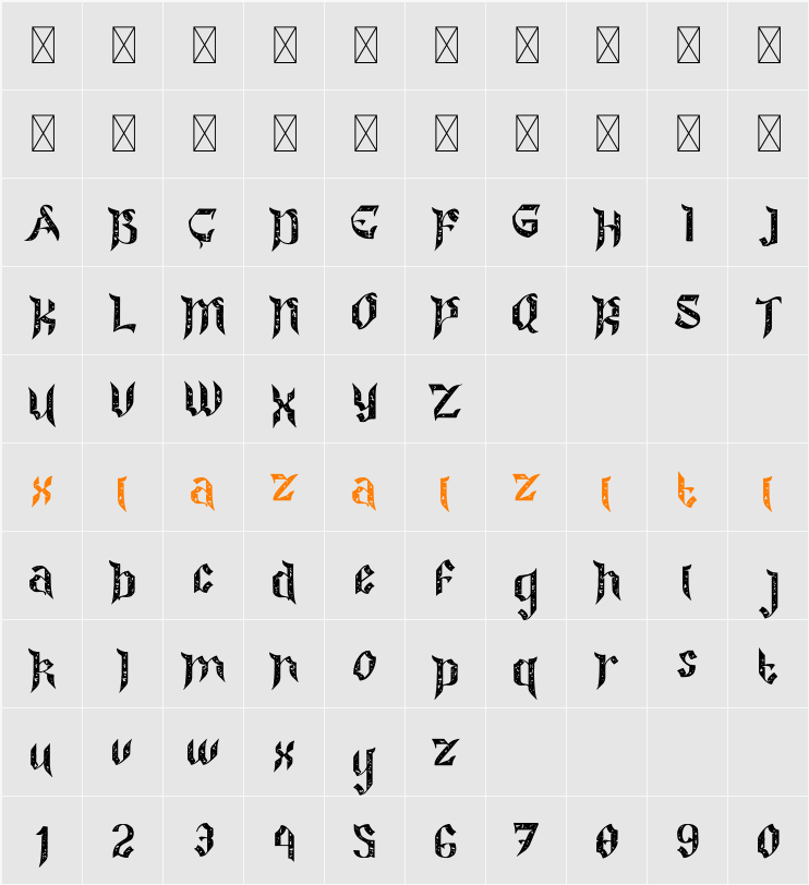 Colide Rough Cut 字符映射表