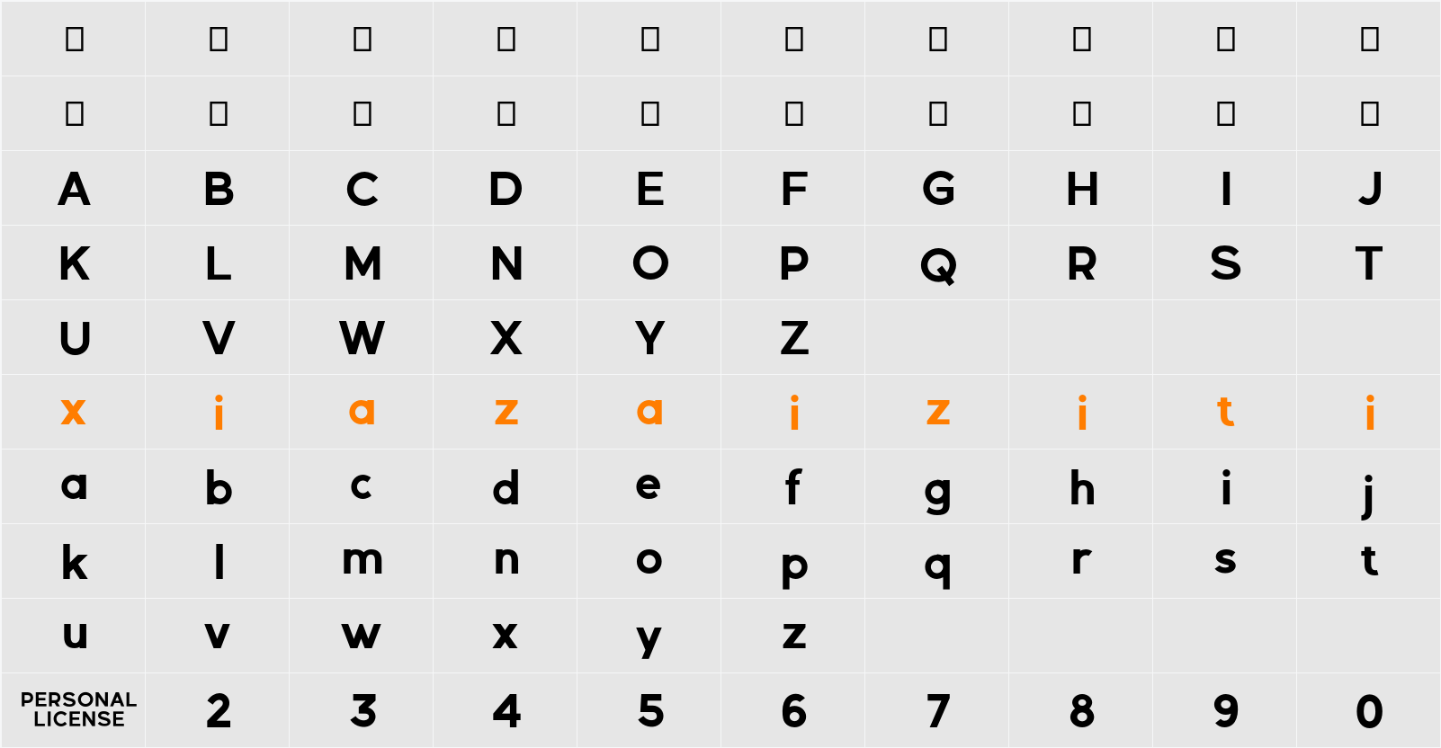 Gexo Sans Demo 字符映射表
