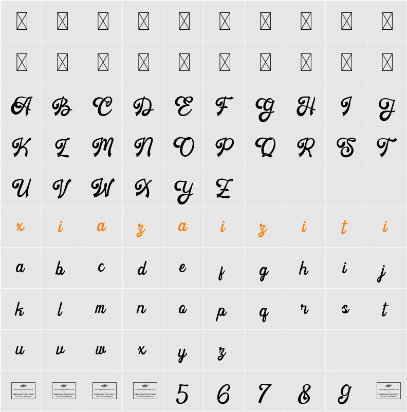Cascade Free 字符映射表