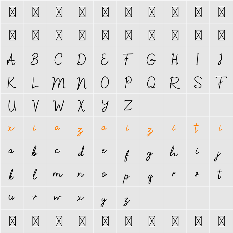 CF Racelyn Cetta DEMO 字符映射表