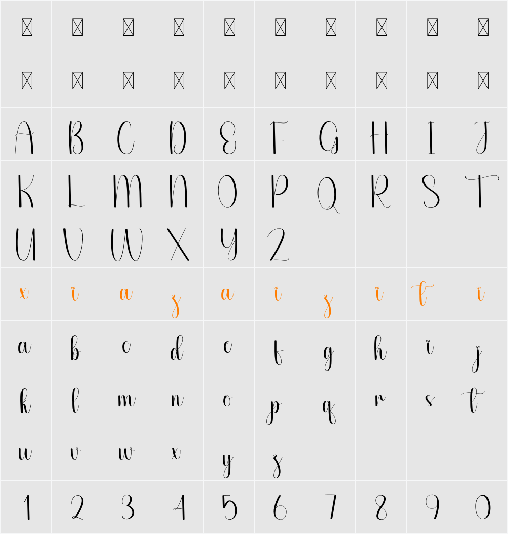 Caricature 字符映射表