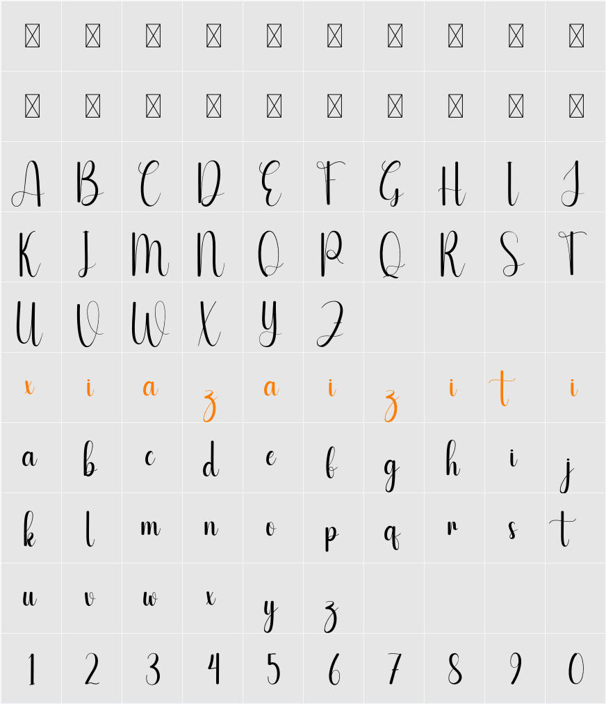 Flowerbed 字符映射表