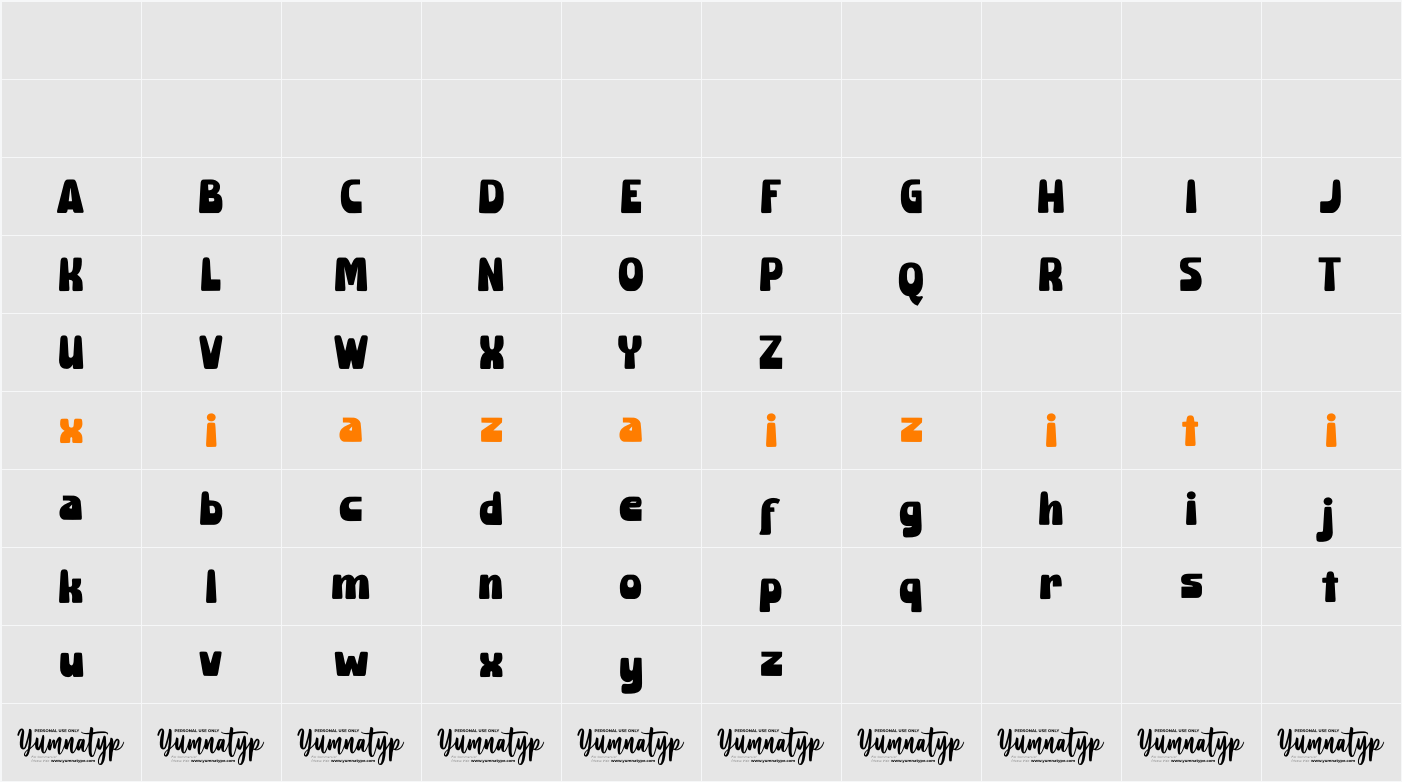 Festive Desert Personal Use 字符映射表