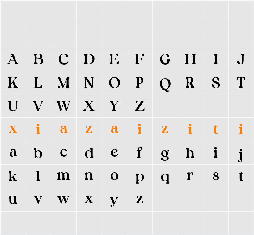 Calive Demo 字符映射表